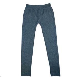 GOLD MEDAL Women’s Fleece-Lined Footless Tights Leggings Blue-Gray Herringbone